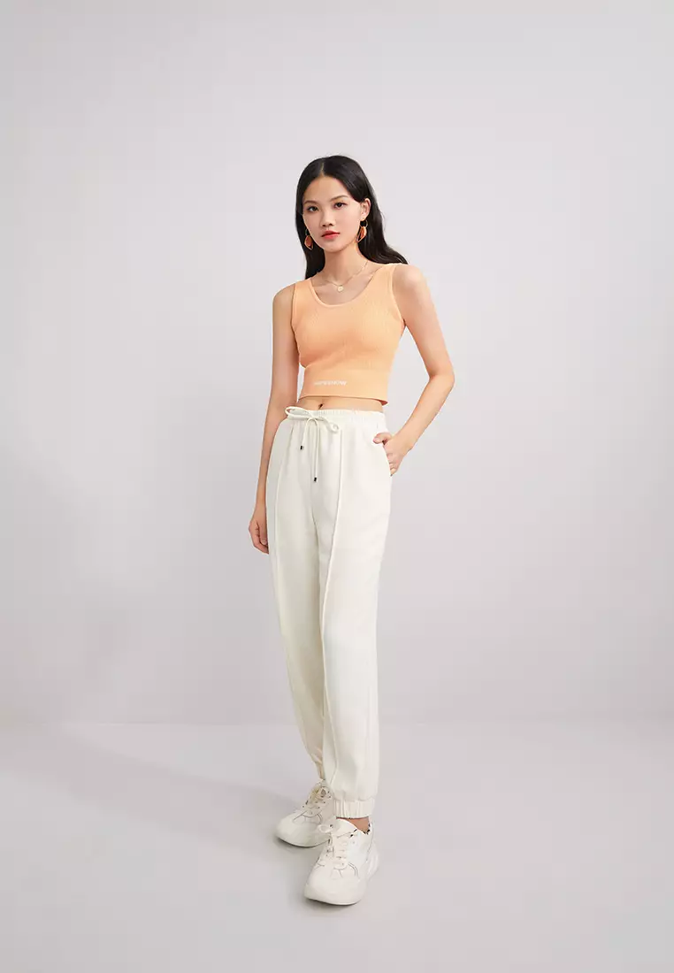 Elastic Waist Contrast Fold Jogger Pants