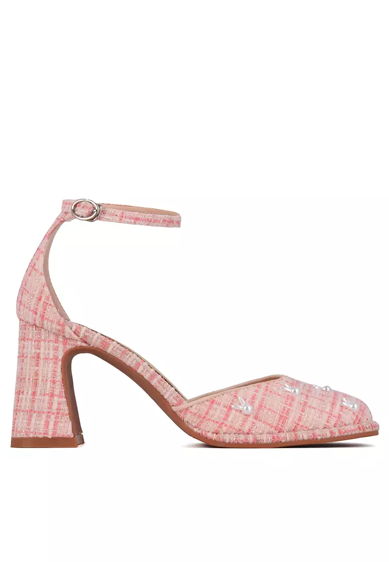 Discount on Twenty Eight Shoes  shoes - SKU: 7.5CM Rabbit Accessories Tweed Mary Jane Shoes XJ2568-3