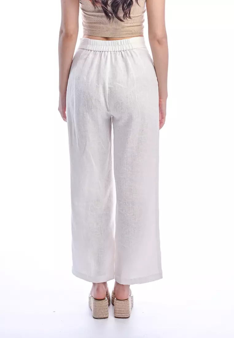 East India Company -Kay, Normal Waist Wide-Leg Linen Pants