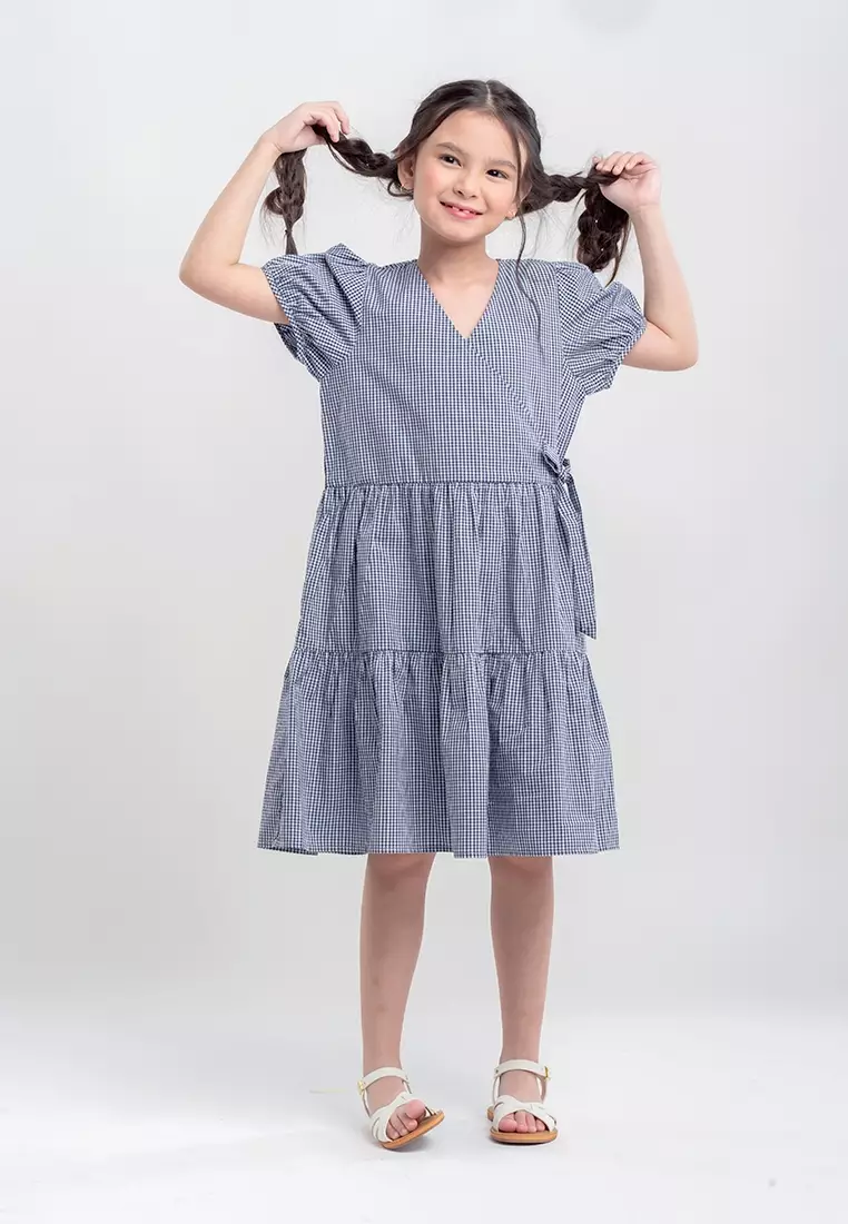 Treehouse Kids Arlette Overlap Dress In Gingham