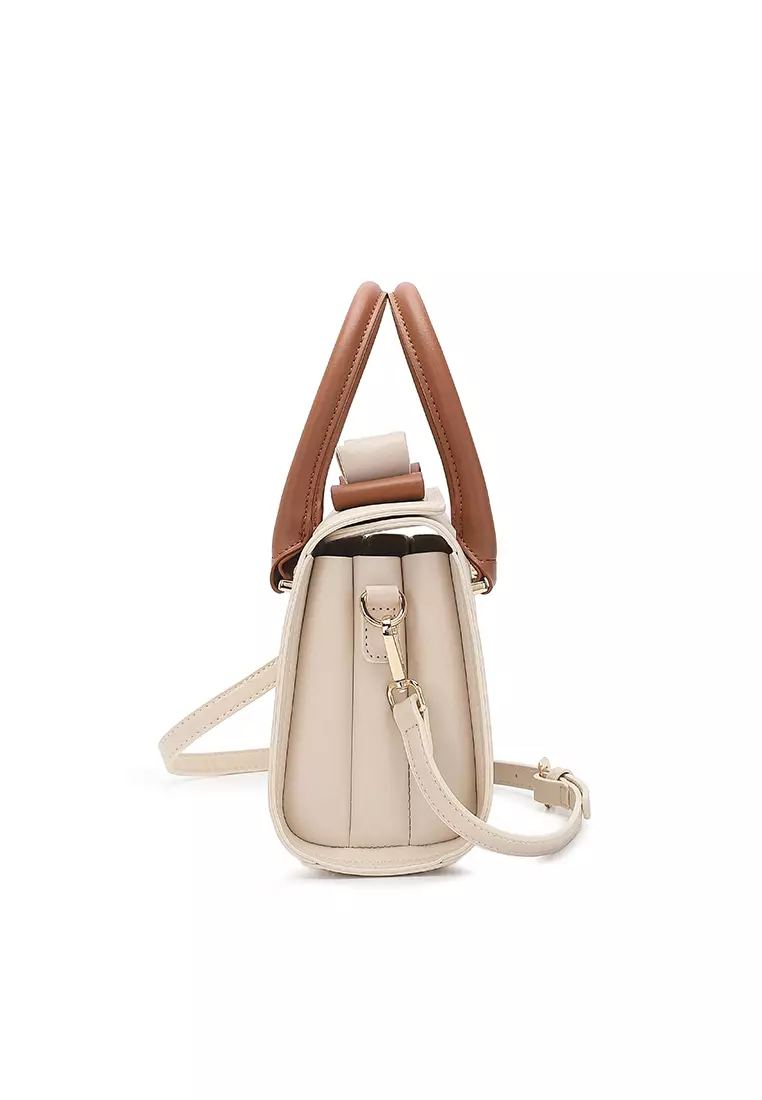 Women's Top Handle Bag / Sling Bag / Crossbody Bag / Shoulder Bag (Tas Tangan Wanita / Tas Selempang Wanita / Tas Bahu Wanita) - Krem