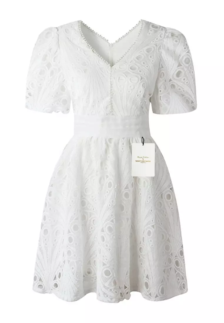 Soluble Lace Bubble Sleeve Dress HZ9477
