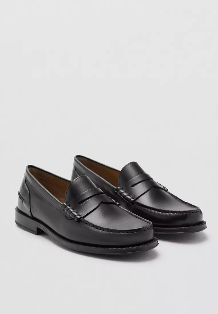 Aged-Leather Loafers