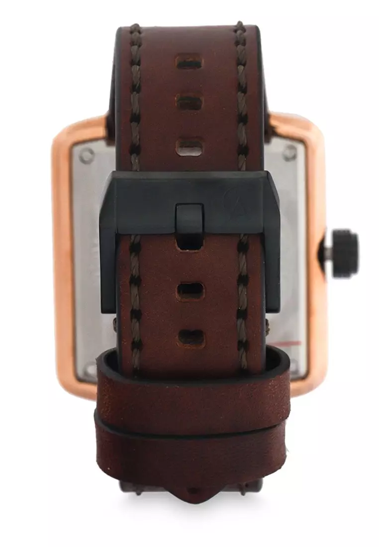 Alexandre Christie Jam Tangan Pria - Brown Rosegold Black - Leather Strap - 3039 MALBRBA