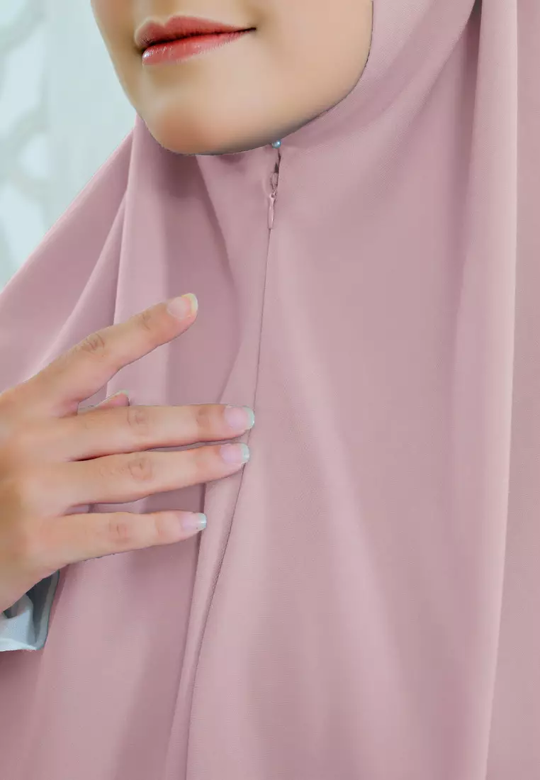 Dinara Zipper Square | Hijab Segiempat Syari Resleting | Kerudung Polycotton - Pink