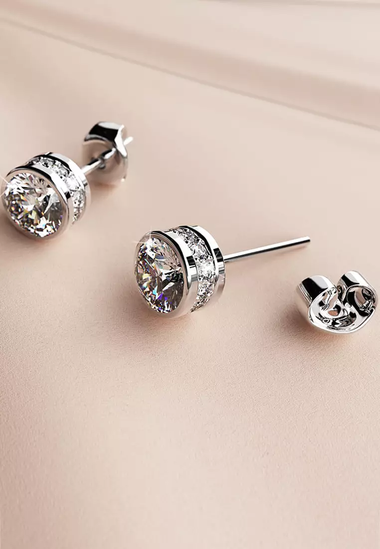 White gold swarovski best sale stud earrings