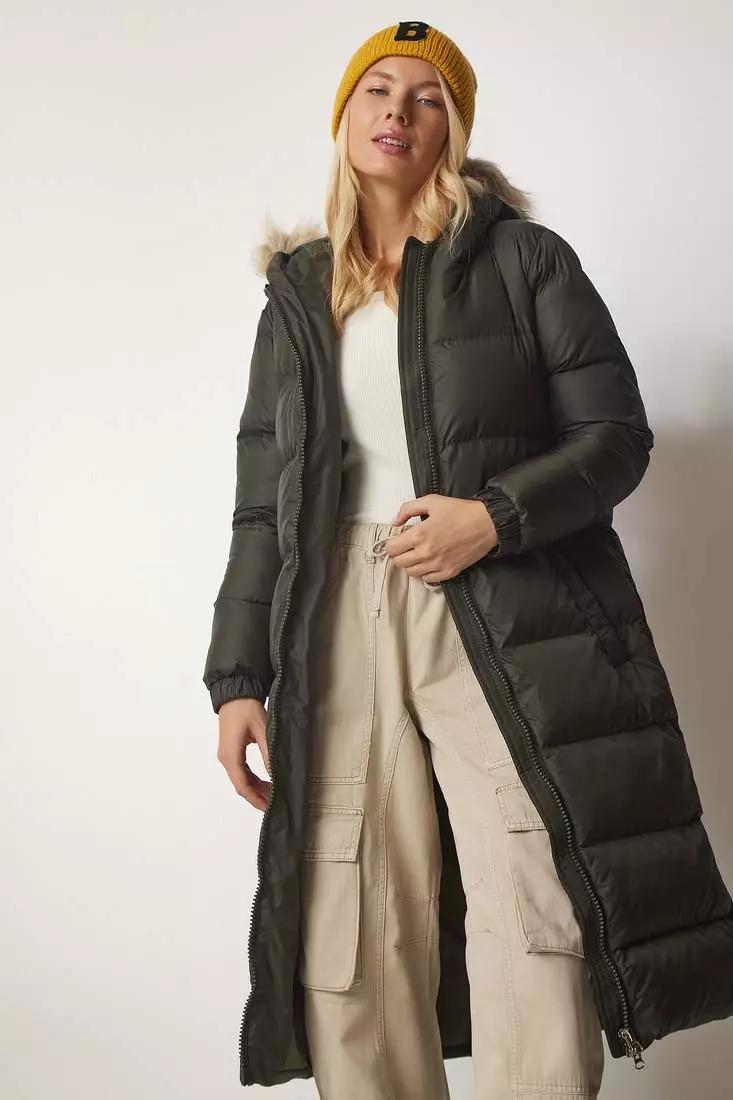 Fur hooded clearance down coat