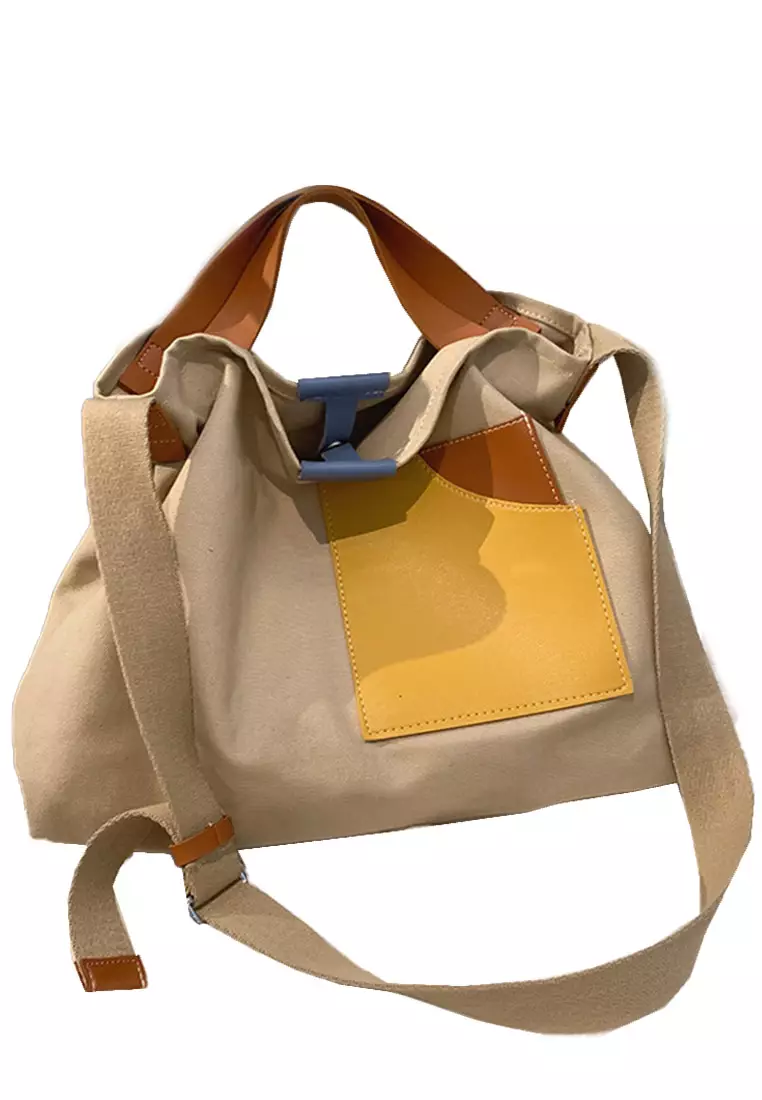 Multicolor canvas casual patchwork backpack clearance