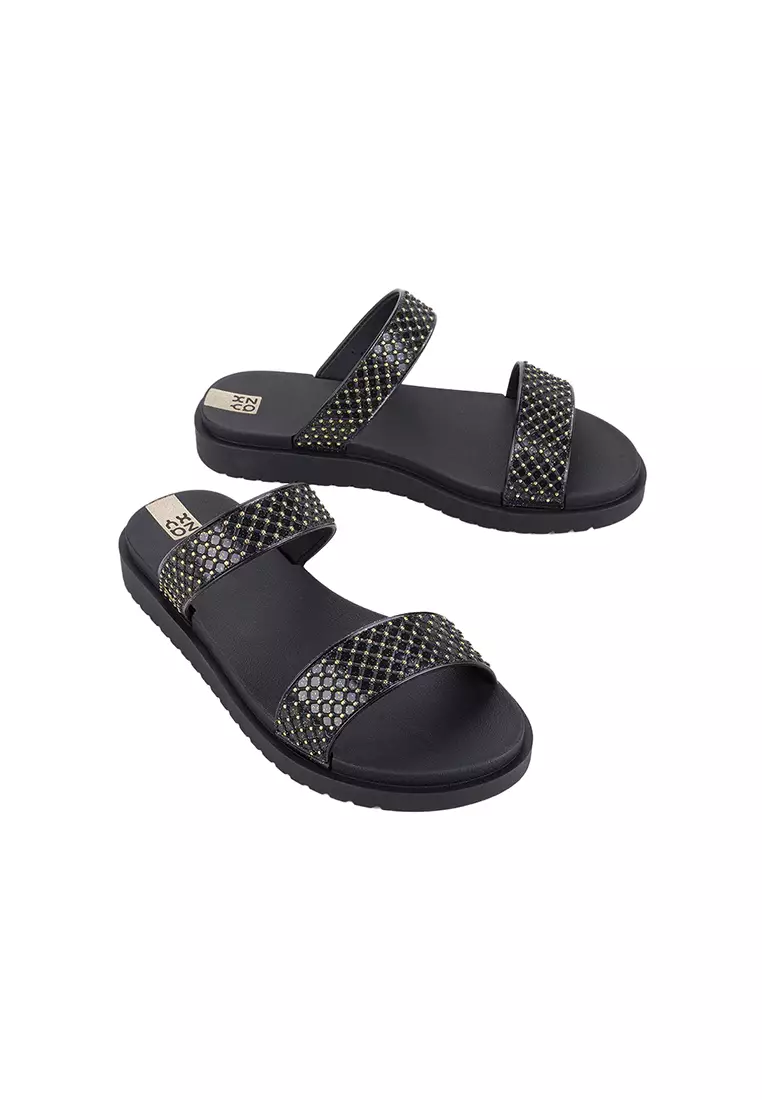 Zaxy Spark Black Comfortable Slides For Ladies