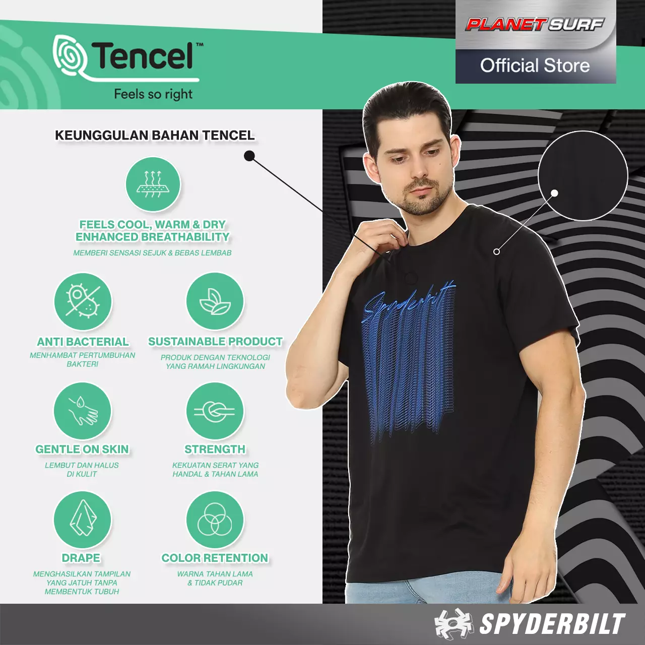 Spyderbilt Kaos Lengan Pendek Pria Budwizer Tencel Men Tee Planet Surf