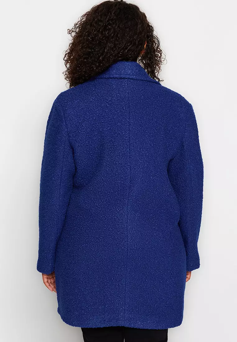 Navy blue boucle on sale coat