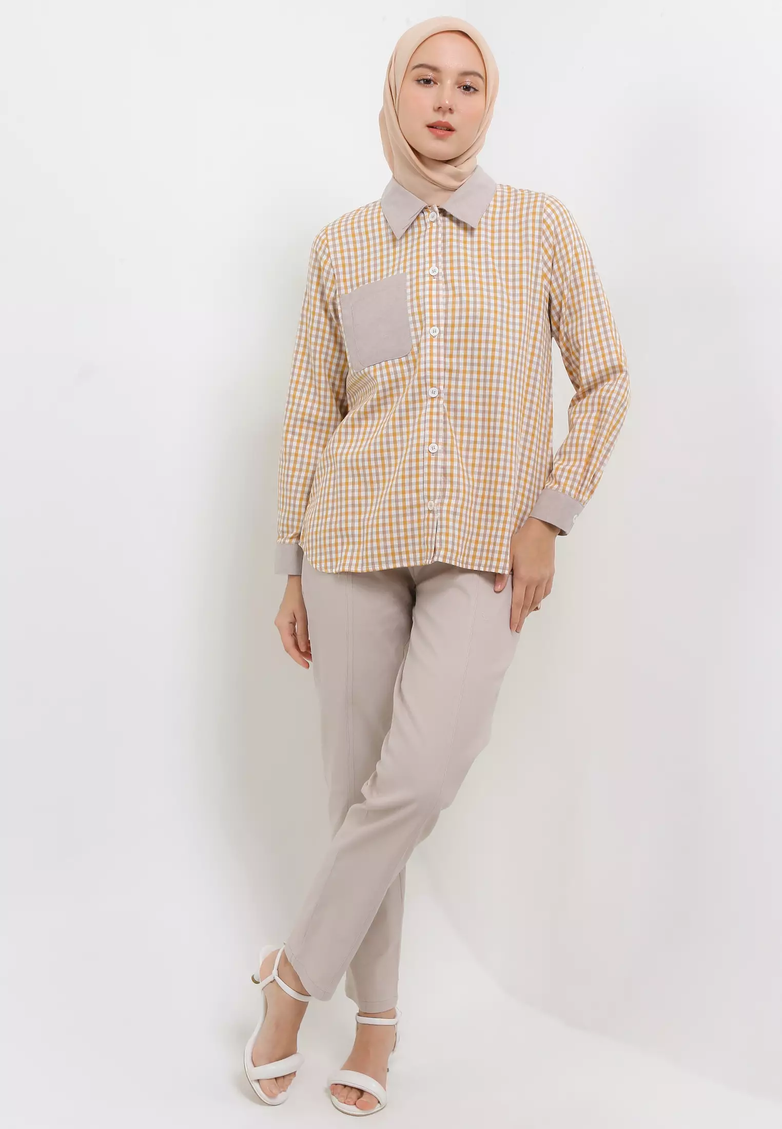 MFMW Hanisya Atasan Kemaja Kubus motif Kotak