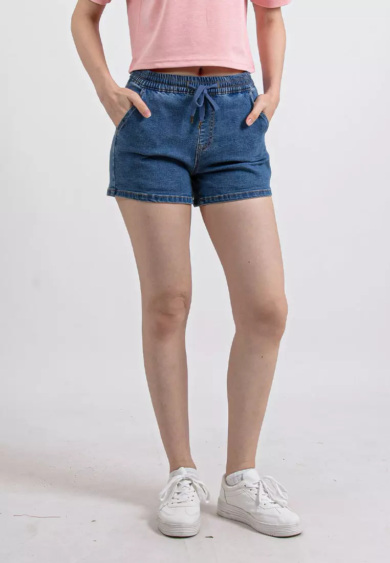 Forest Ladies Stretchable Denim Short Pants Casual Elastic Denim Shorts Women - 860162-31Blue