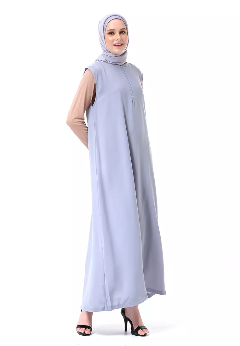 Callista Basic Sleeveless Abaya Busui Friendly Premium High Quality - Silver