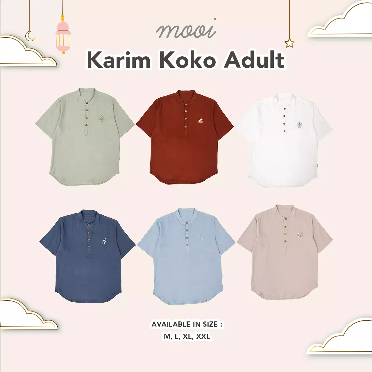 Mooi Atasan Pria Kemeja Pria Raya Collection Karim Koko V1 - Smoky Blue