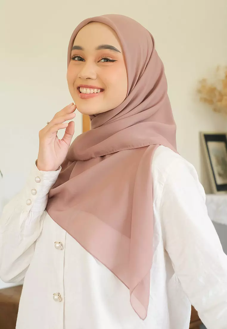 Polly Cotton (Hijab Segiempat Bella Square) Choco Dusty