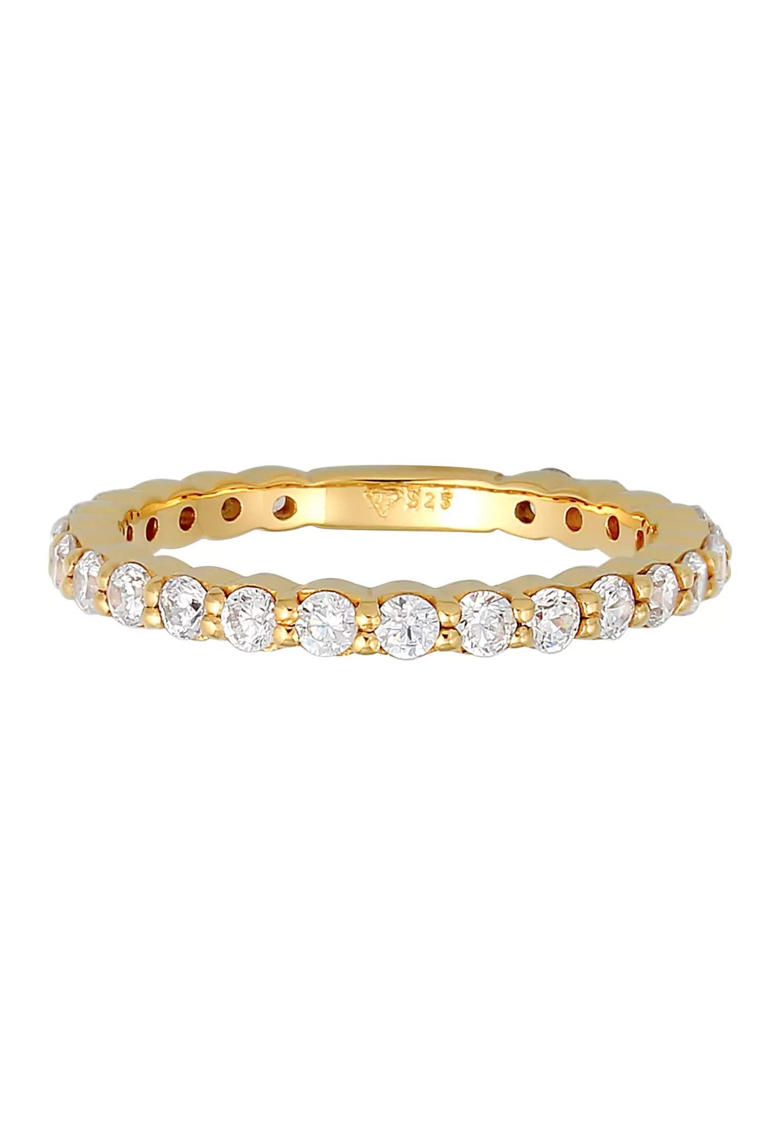 Ring Band Memoire Sparkling Zirconia Crystals Gold Plated