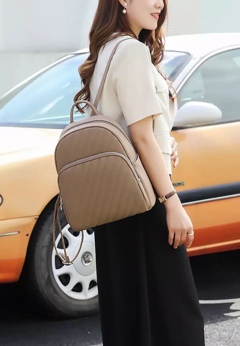GYKACO LEIKA Beige - Tas Ransel Wanita - Fashion Backpack (IMPORT)
