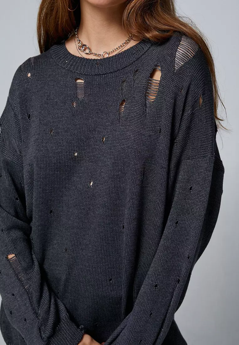 Distressed Oversize Sweater