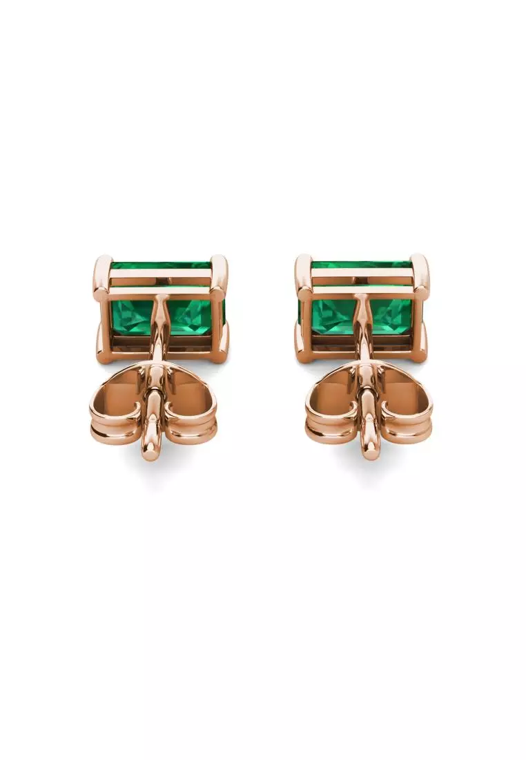 [ EMERALD COLLECTION ] Rectangle Stud Emerald Earring RG S295 - Anting Emerald S925 by Her Jewellery