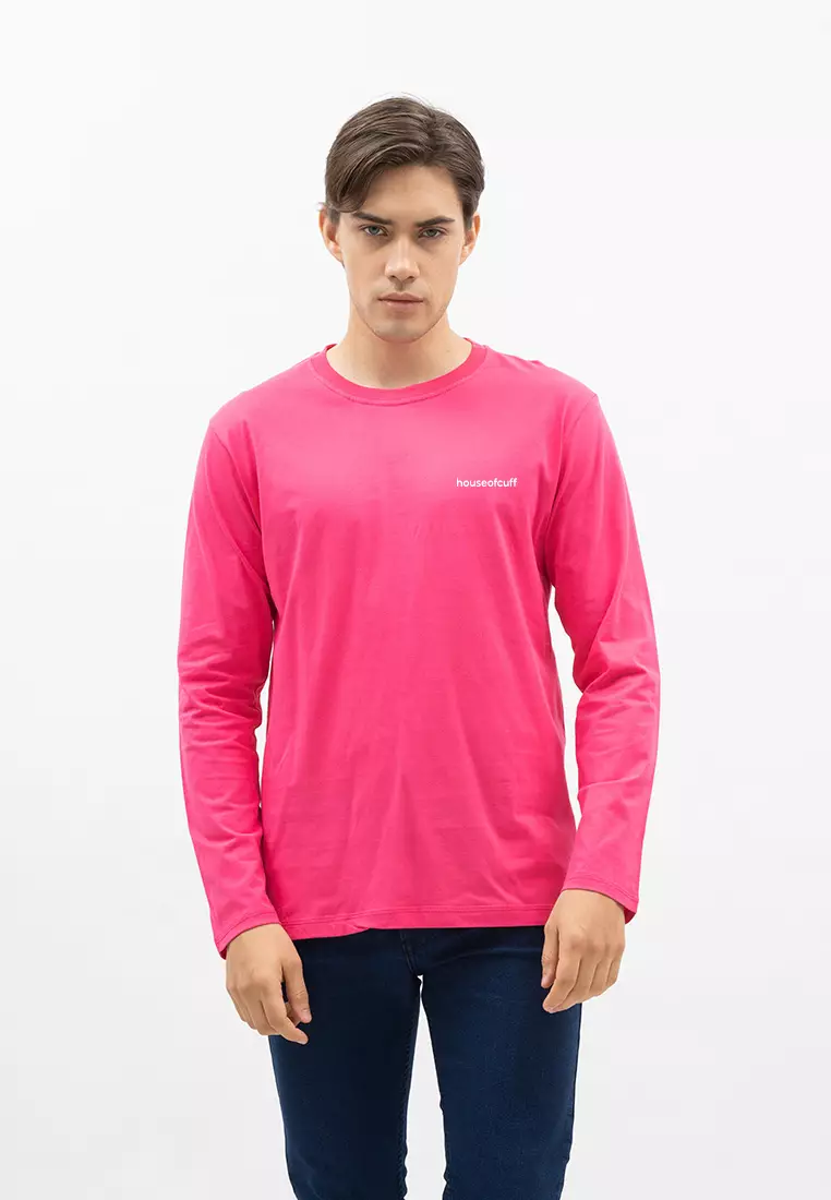 Houseofcuff Kaos Cotton Combed Lengan Panjang Pria Pink Fanta