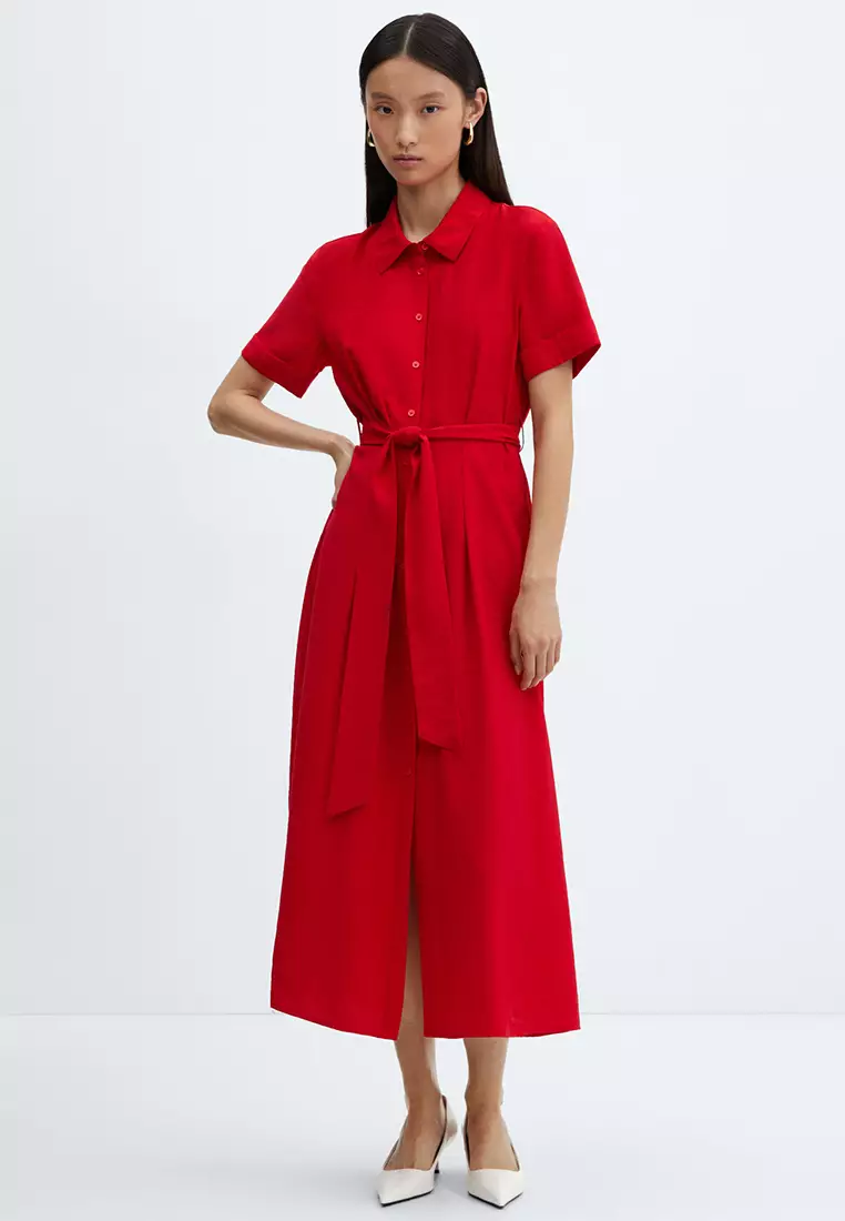 Red midi hotsell shirt dress