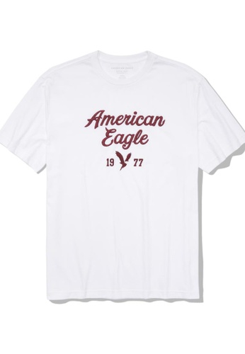 American Eagle white Men's Super Soft Graphic T-Shirt DFD4CAA3023D79GS_1