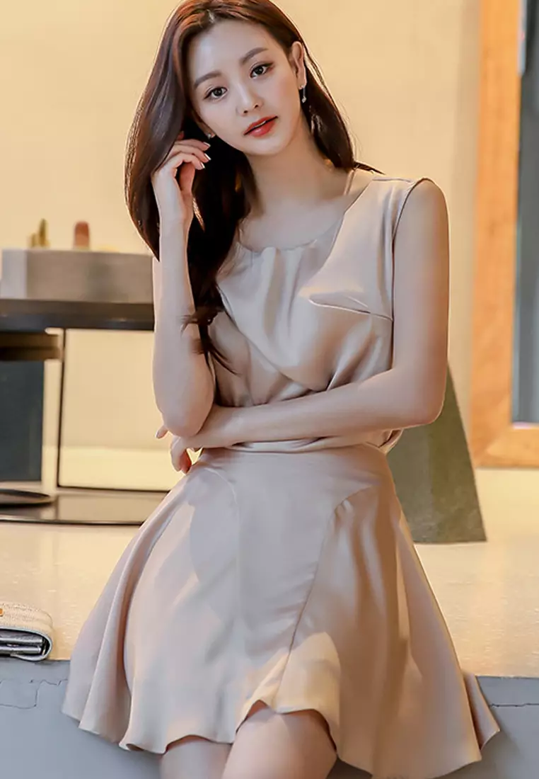 2025 S/S Light Luxury Elegant Wrinkle Flounce Two-Piece Dress A23021422