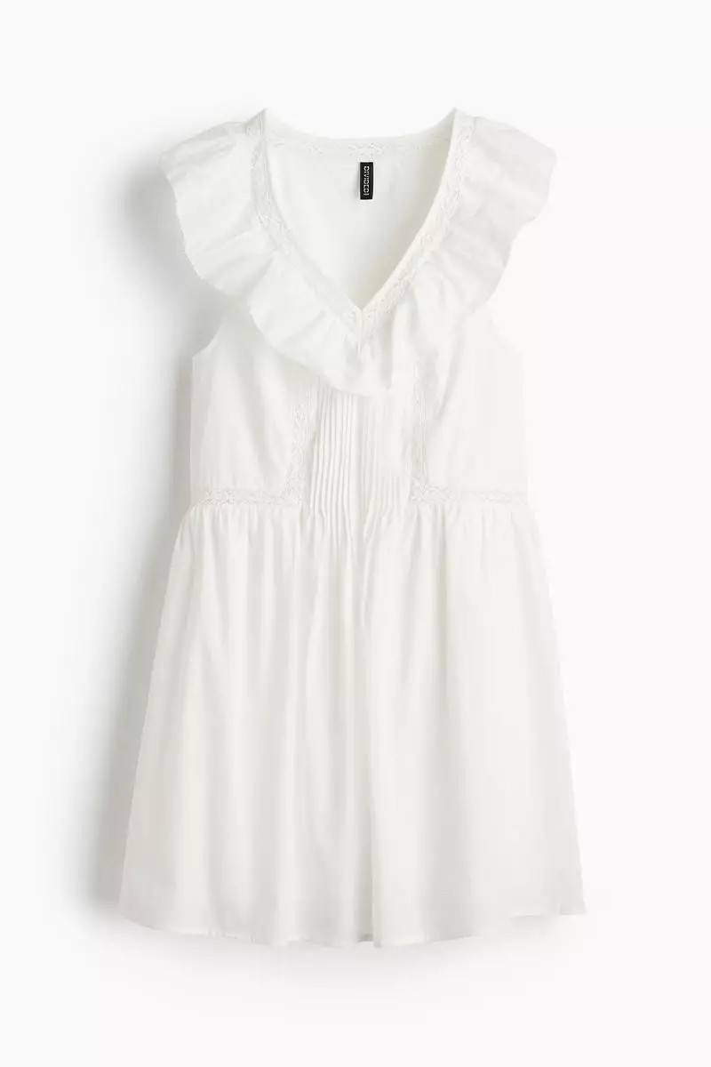 Frill-trimmed cotton dress