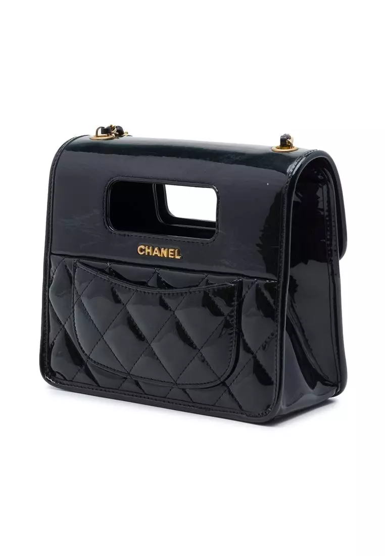 Pre-Loved Chanel Mini Quilted Patent Graphic Catch Flap