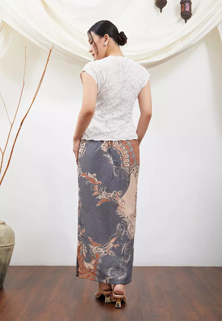 Enzy Batik Rok Batik Exclusive Marakata - Krem