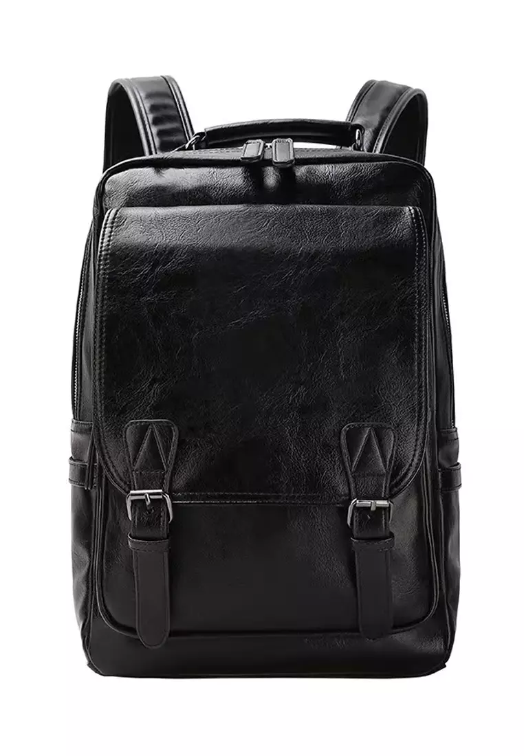 Faux leather laptop backpack online