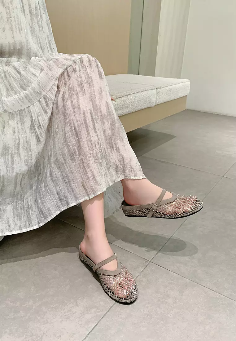 Mesh Hollow Strap Slip-Ons WW3368-2