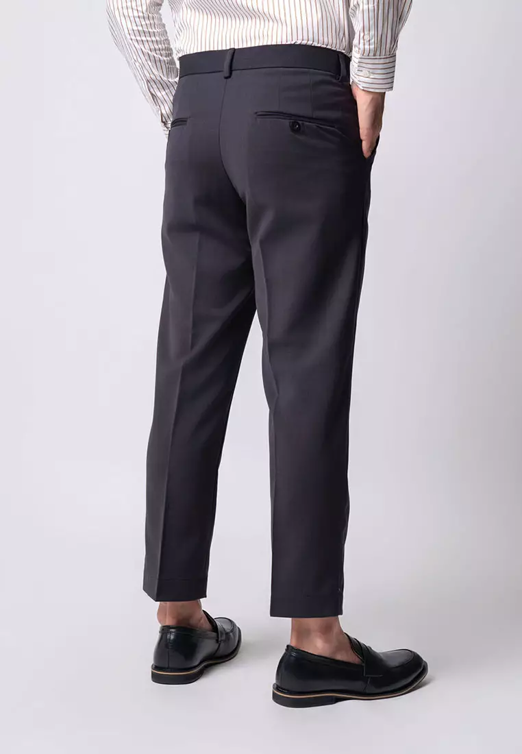 Formal Ankle Pants Straight Fit Dark Grey