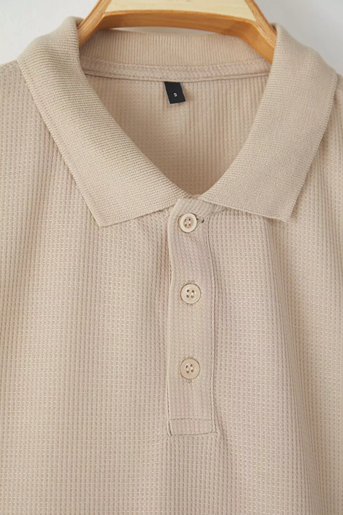 stone Oversize/Wide Cut Textured Polo Neck T-shirt TMNSS25PO00003