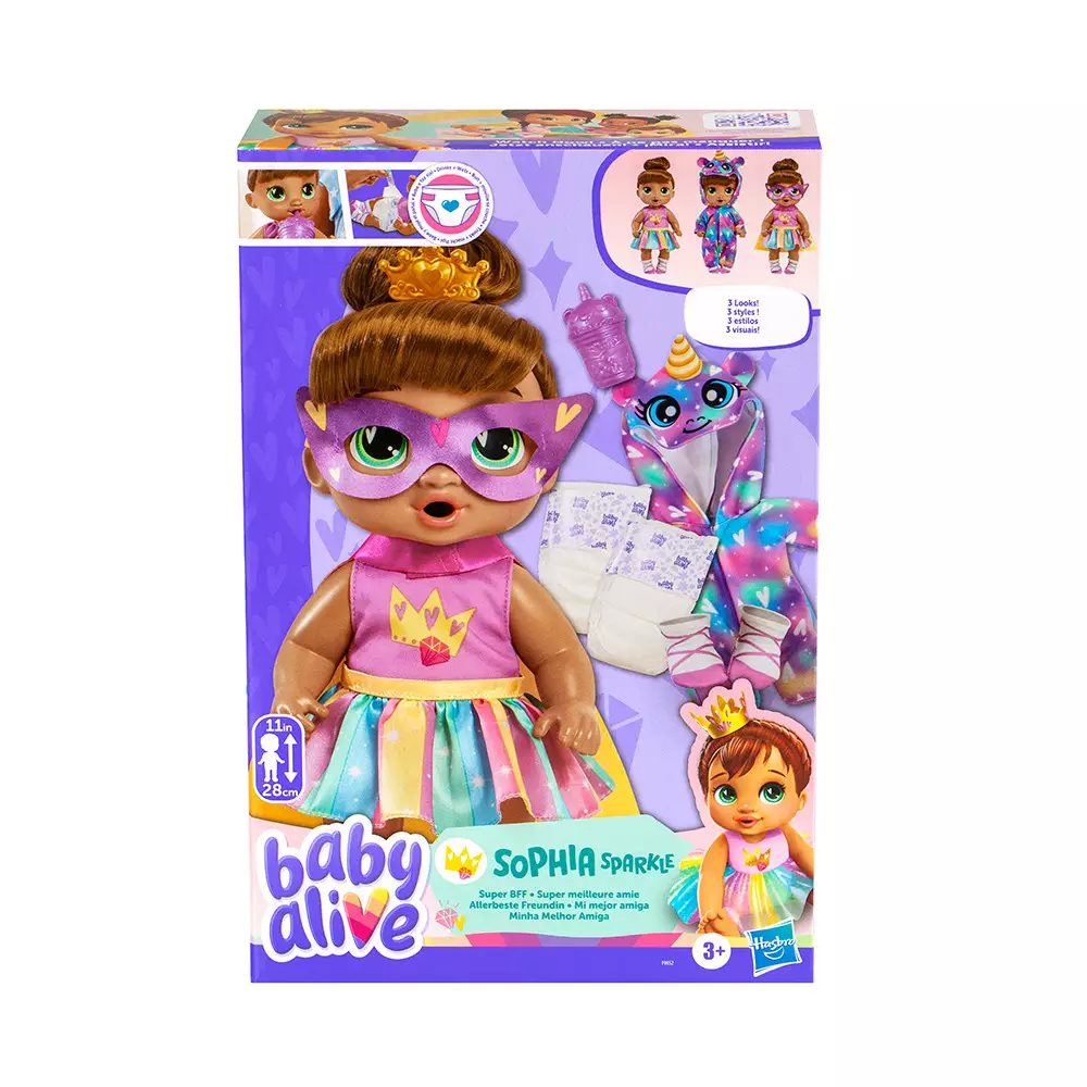Baby Alive Boneka Bayi Super Bff Sophia Sparkles Brown Hair
