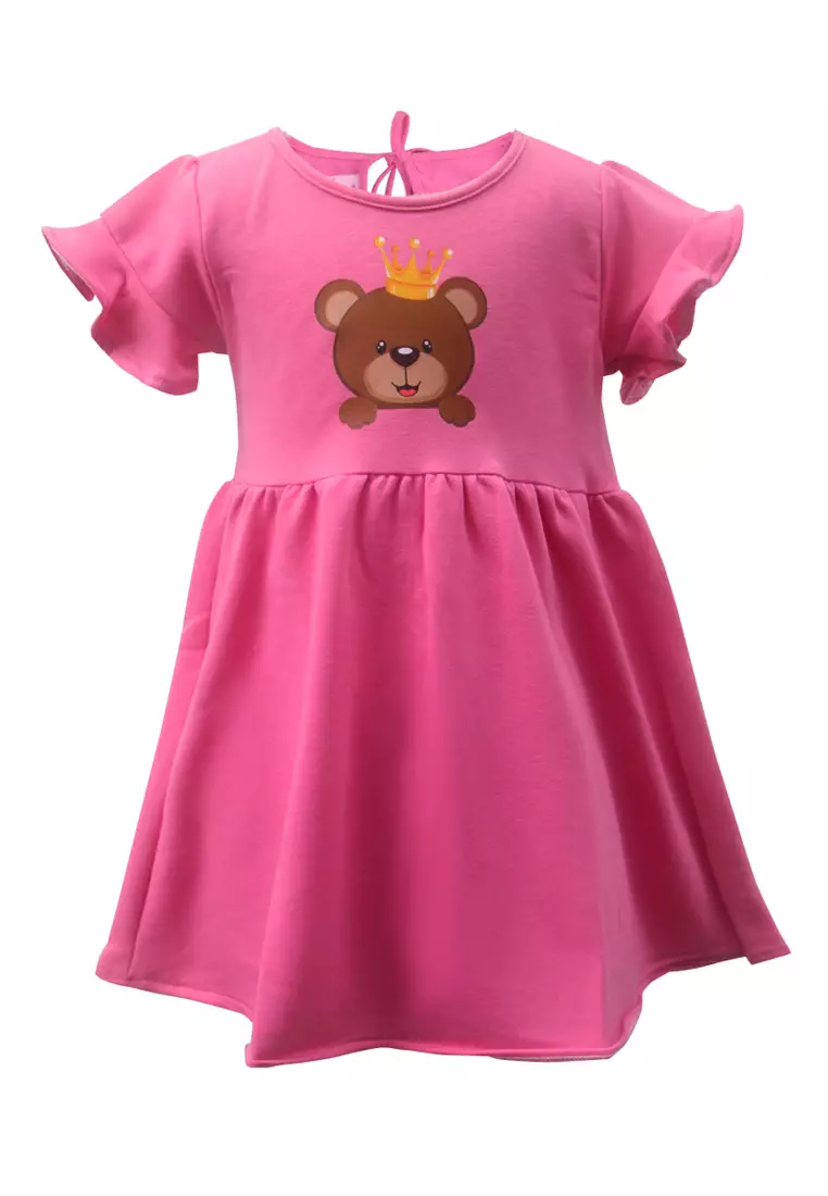 Two Mix Dress Anak / Baju Anak Perempuan Motif Beruang Lucu Usia 2-8 tahun 4145