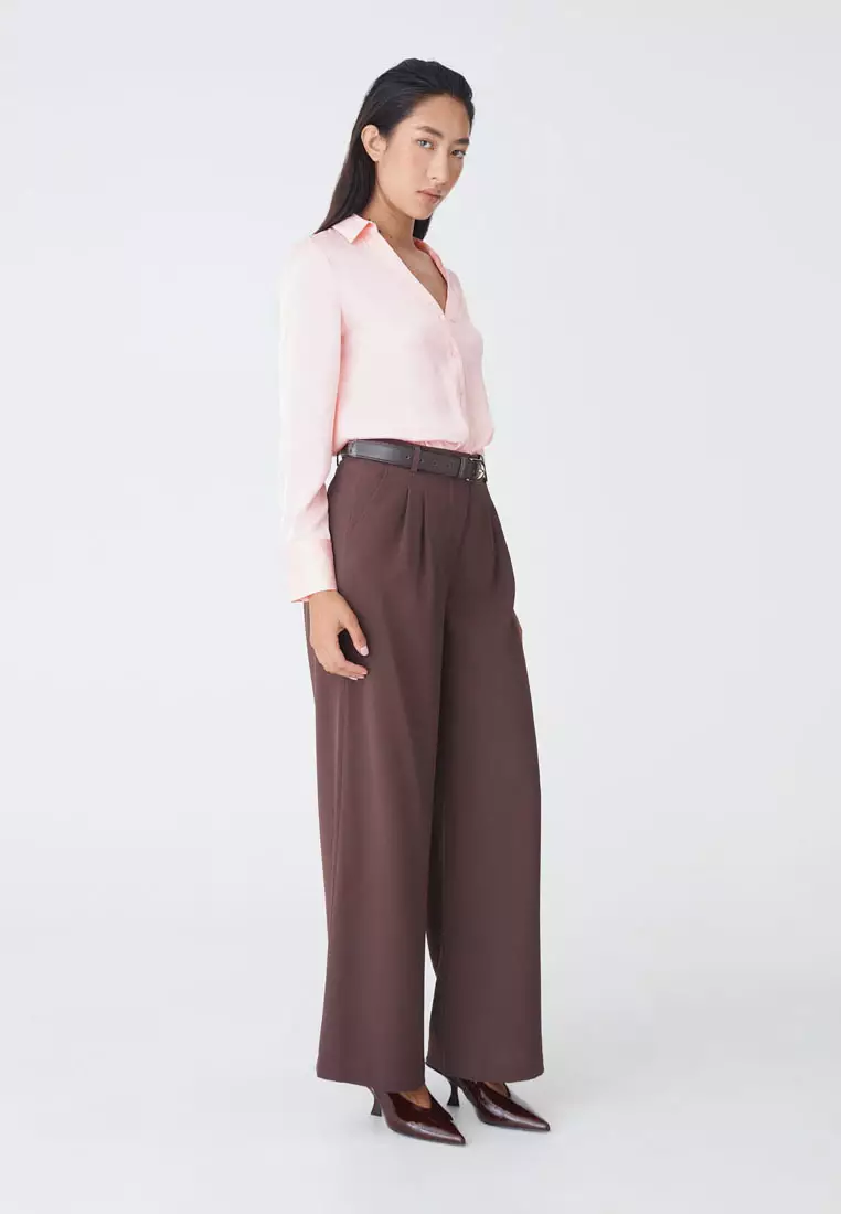 Lila V-Neck Satin Blouse