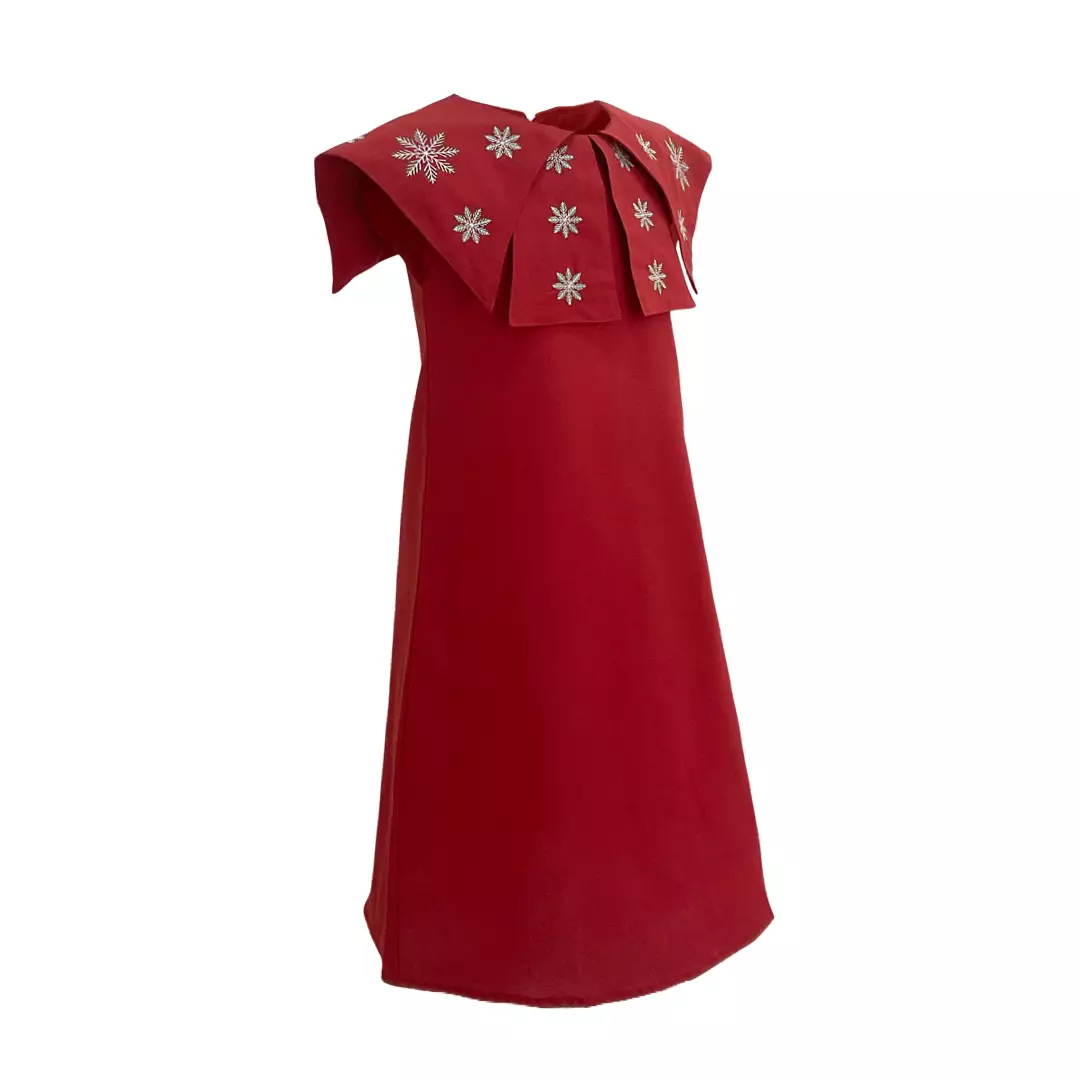 Pingu Long Dress Anak Perempuan Bordir Flower Merah 91001133G