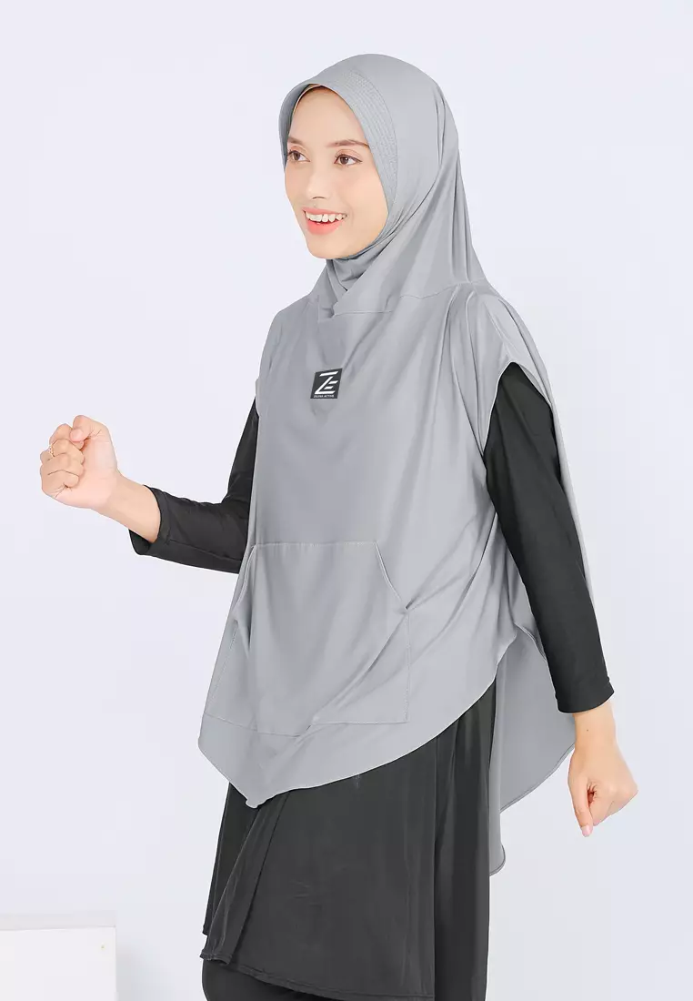 Zelena - Vivian Sport Hijab | Rompi Hijab Vest Olahraga - Grey