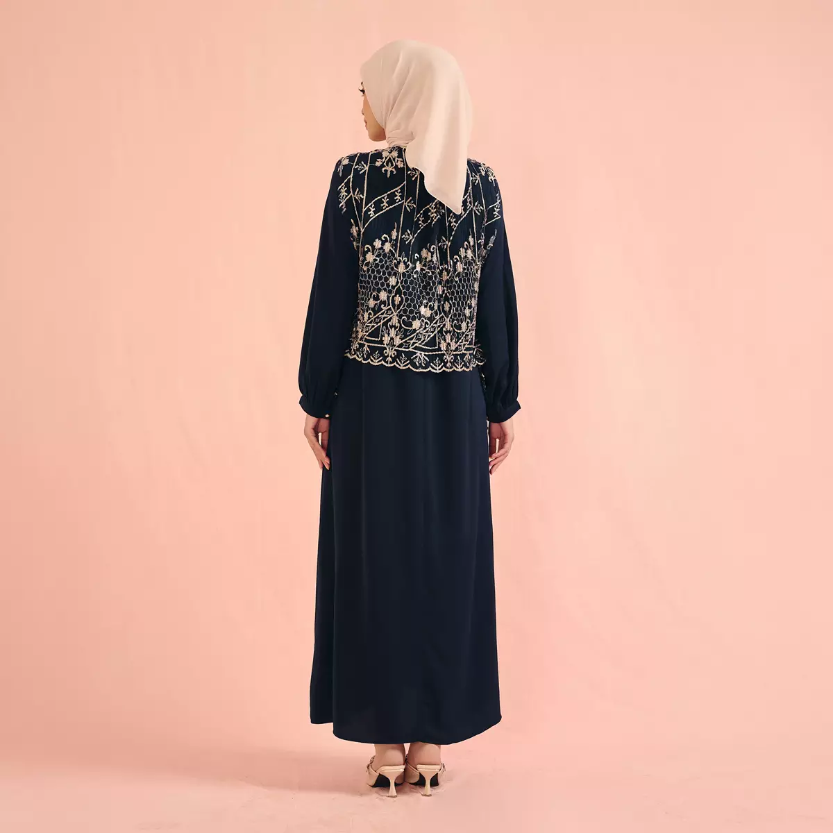 [Raya Collection] ZM Zaskia Mecca - Briaza Gamis Wanita Navy | Jejak Teduh Series Arta Pusaka | Koleksi Ramadhan Series