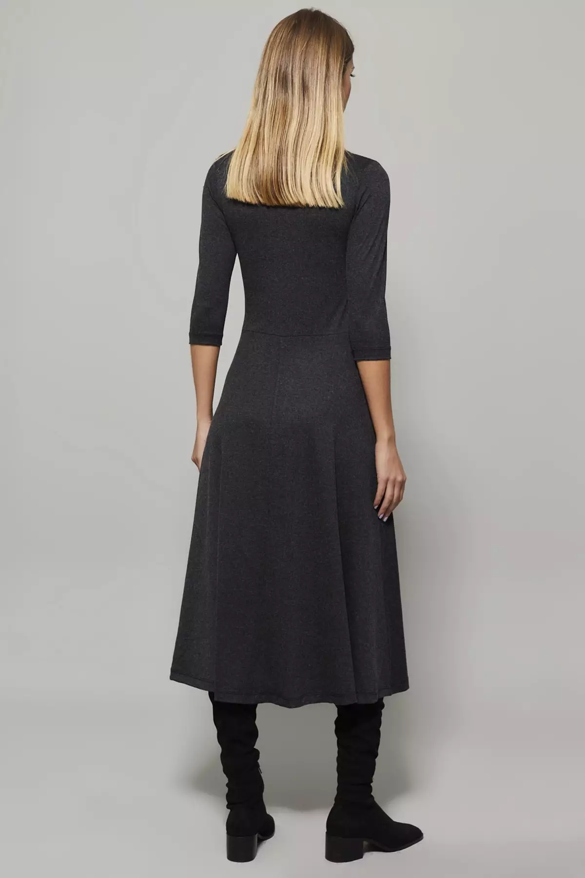 Button Accessory V-Neck Dress