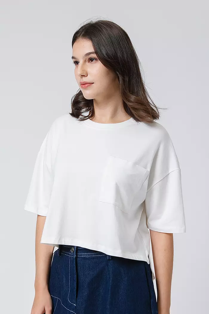 COTTONINK - Atasan Kaos Wanita Off-white Oversized Tee #EssentialsCoreCollection