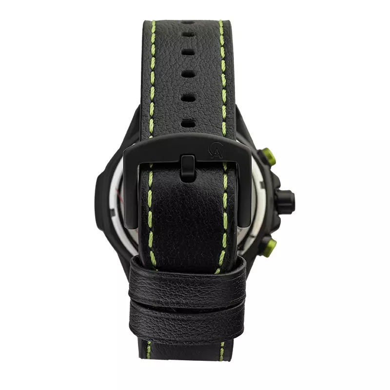 Jam Tangan Pria Alexandre Christie Chronograph AC 6600 MC LIPBAGN Panther X Series Black Dial Black Leather Strap