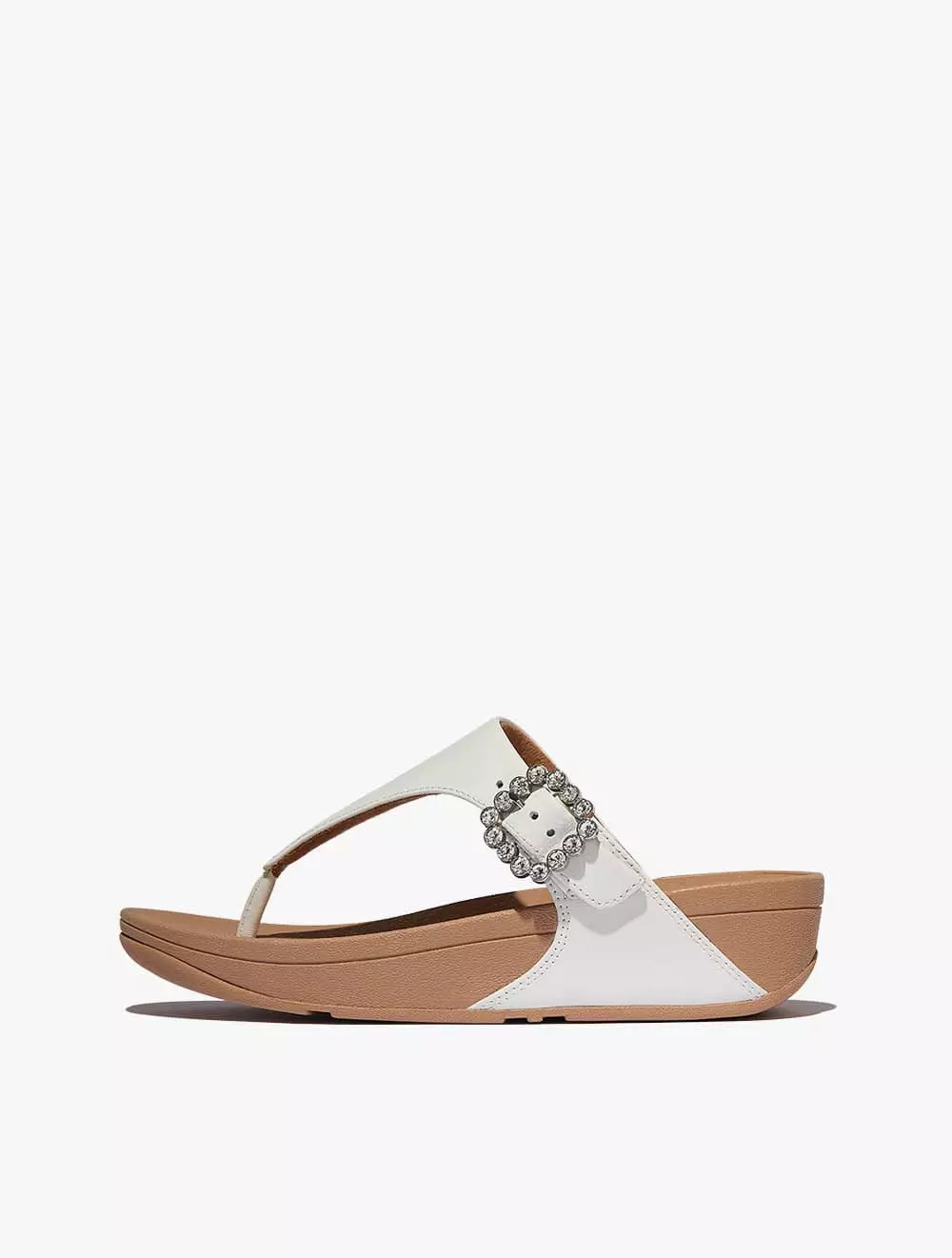 Fitflop Lulu Crystal-Buckle Leather Toe-Post Sandals - Urban White