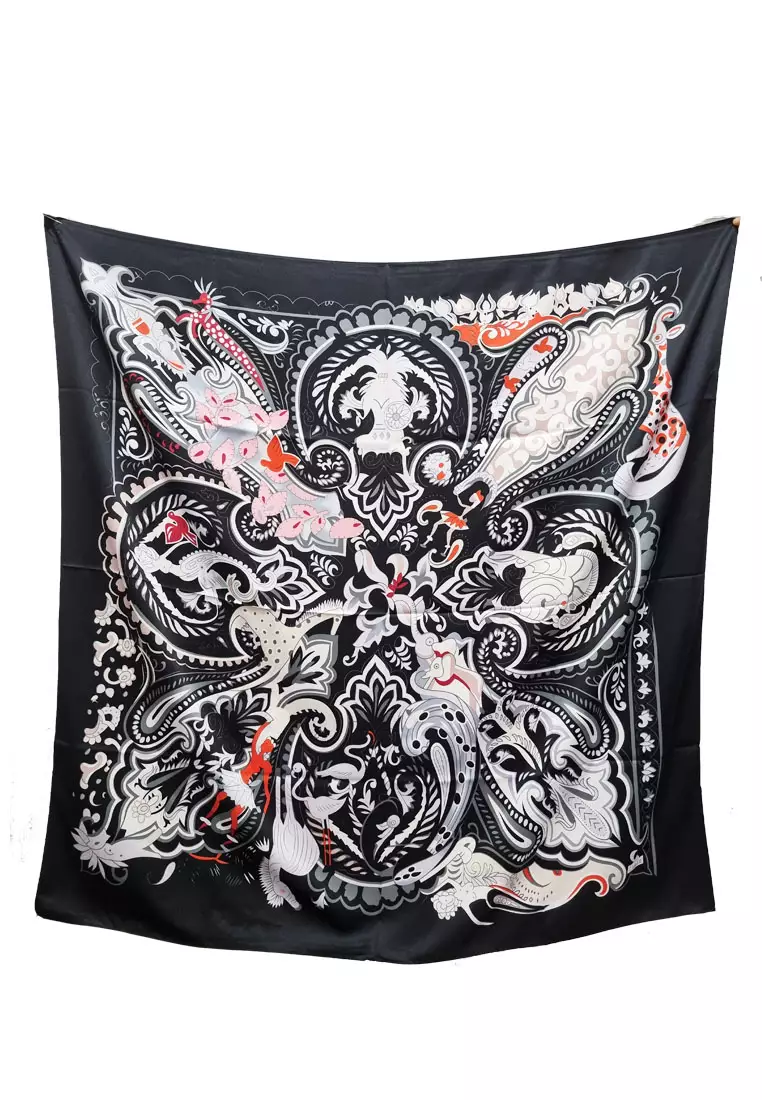 Nasya Hijab Segi Empat Kerudung Silky Satin Square Scarf Black