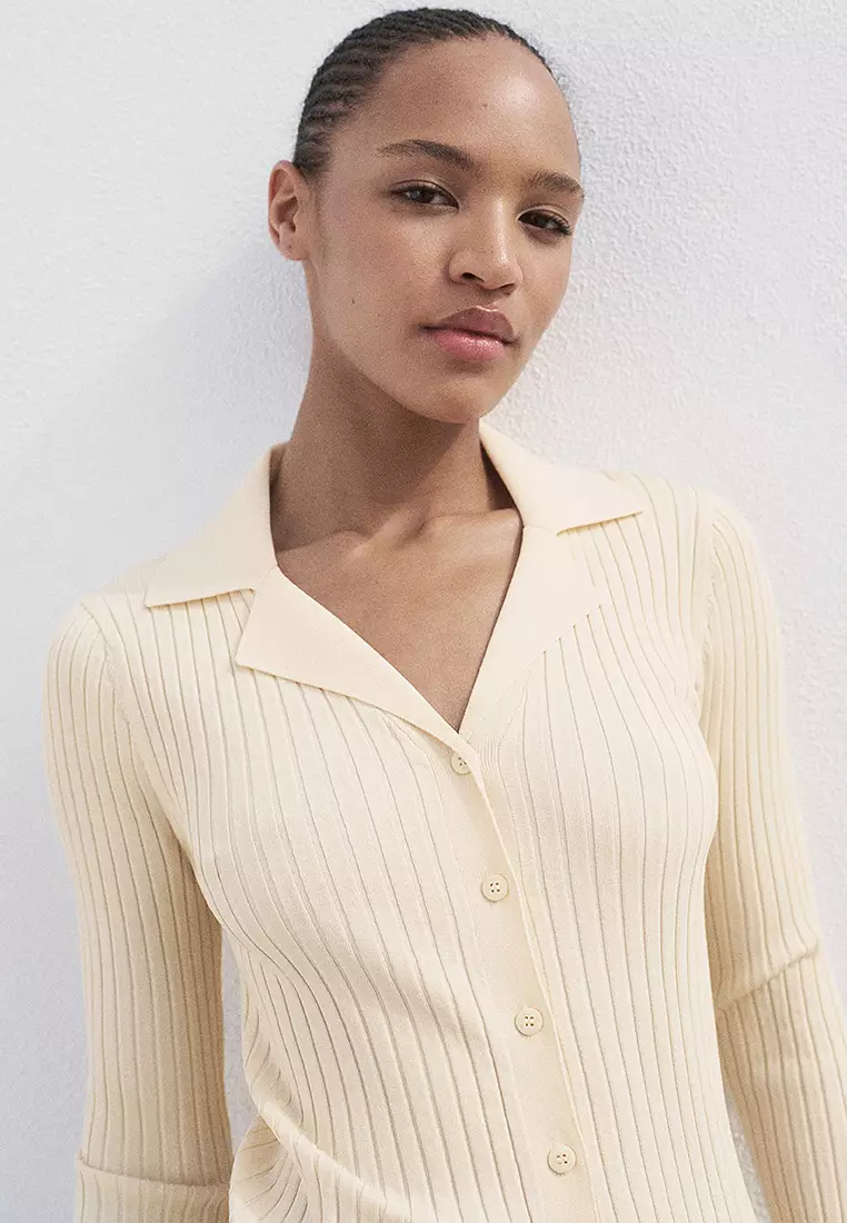 Ribbed Lapel Cardigan