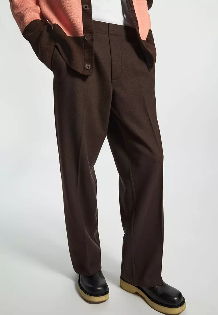 FLARED WOOL TROUSERS - BROWN - COS