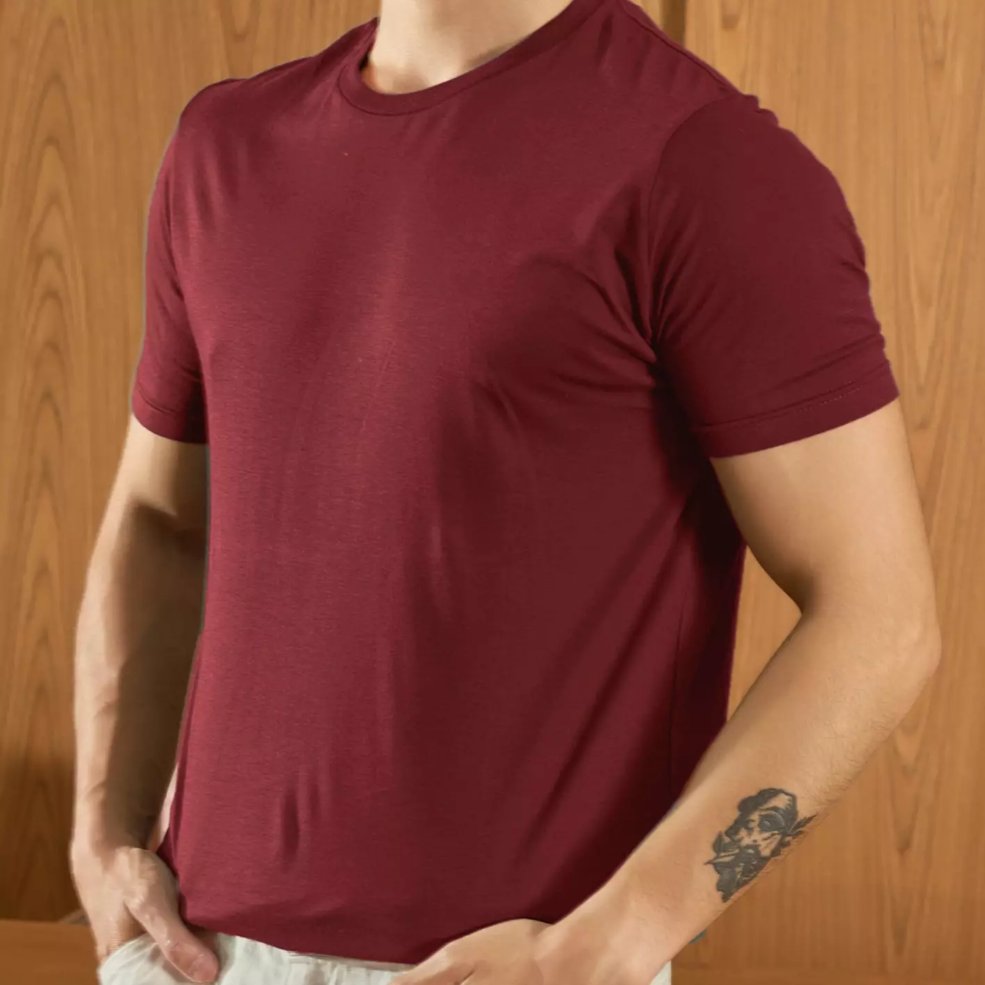 Kale Silky Maroon/ T-Shirt Pria polos lengan pendek / Unisex