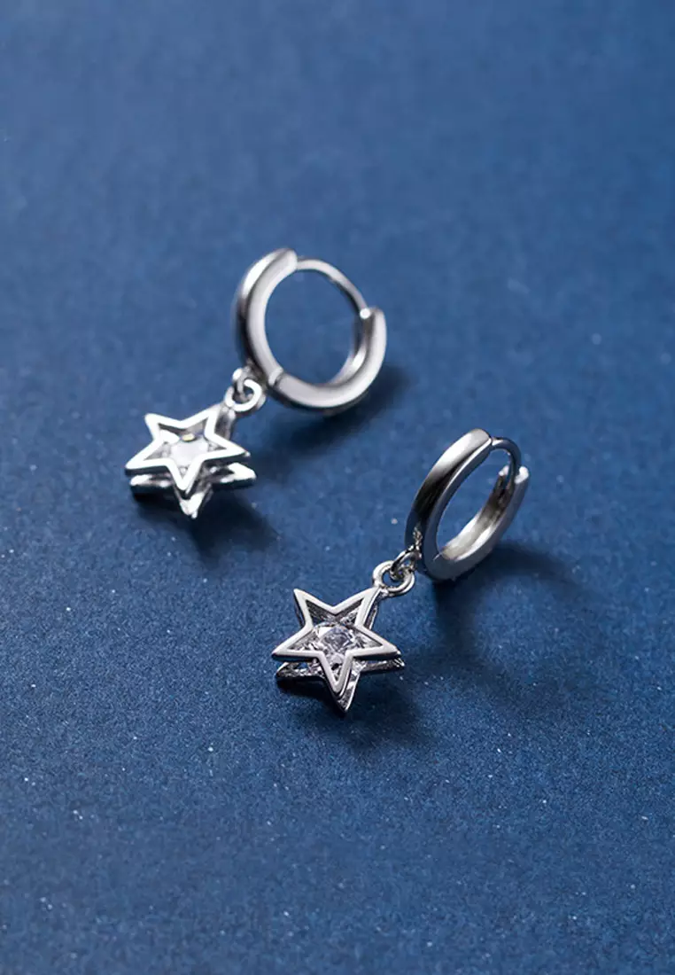925 Silver Zircon Water Star Earrings JW AR-G8559